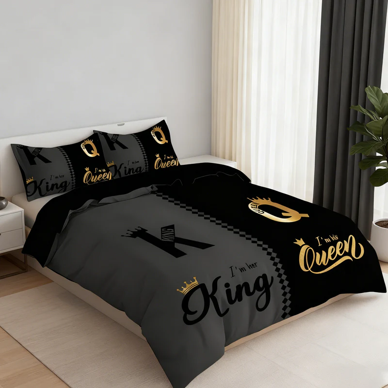 👑3-Piece "King & Queen" Couple's Duvet Cover Set - Image 7
