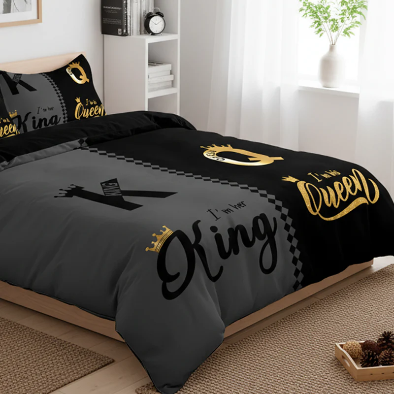 👑3-Piece "King & Queen" Couple's Duvet Cover Set - Image 9
