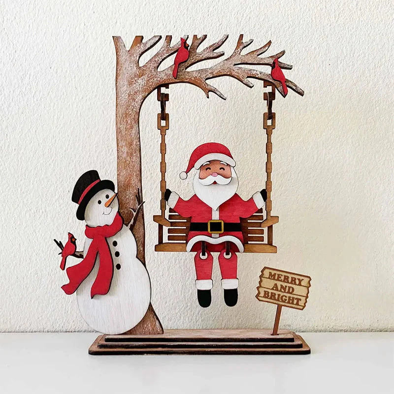 📢50 % OFF !!⏰3D Wooden Santa on Swing Tabletop Decor