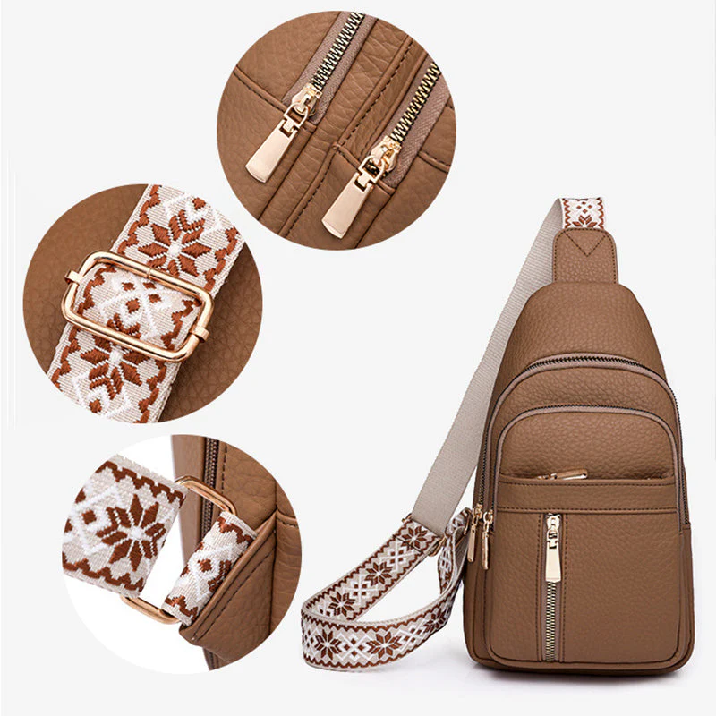 Women's Vintage PU Leather Chest Bag - Image 5