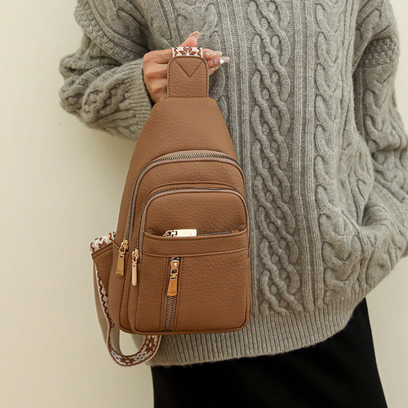 Women's Vintage PU Leather Chest Bag - Image 6