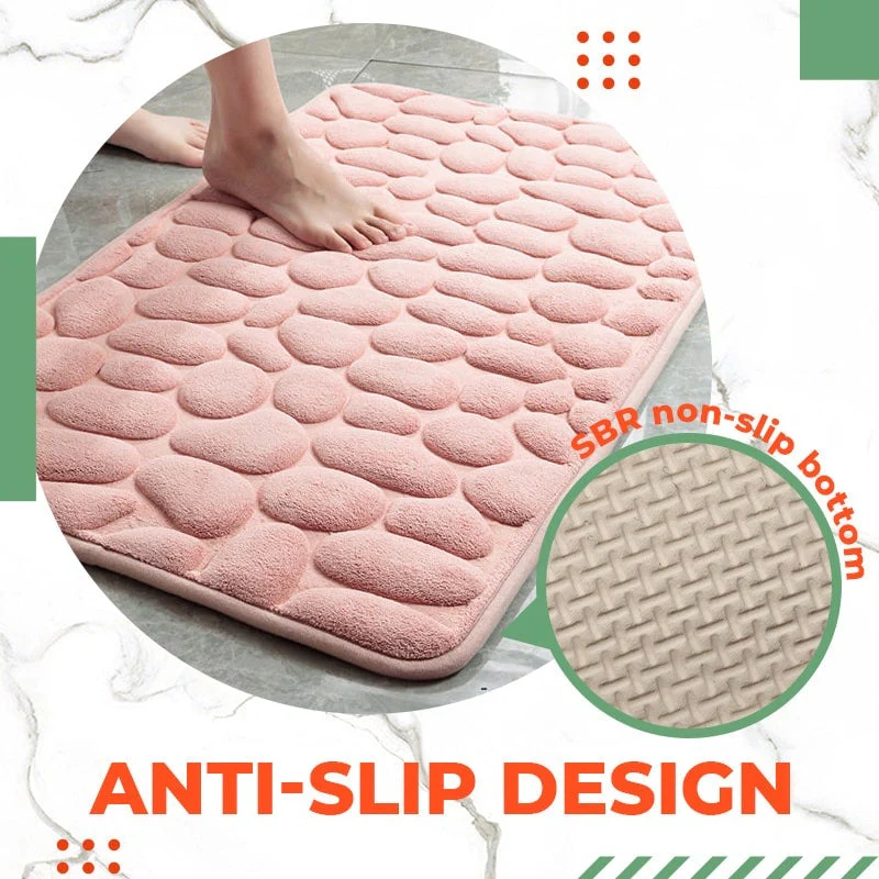 Memory Foam Embossed Soft Stone Bathroom Non-slip Carpet - Image 5