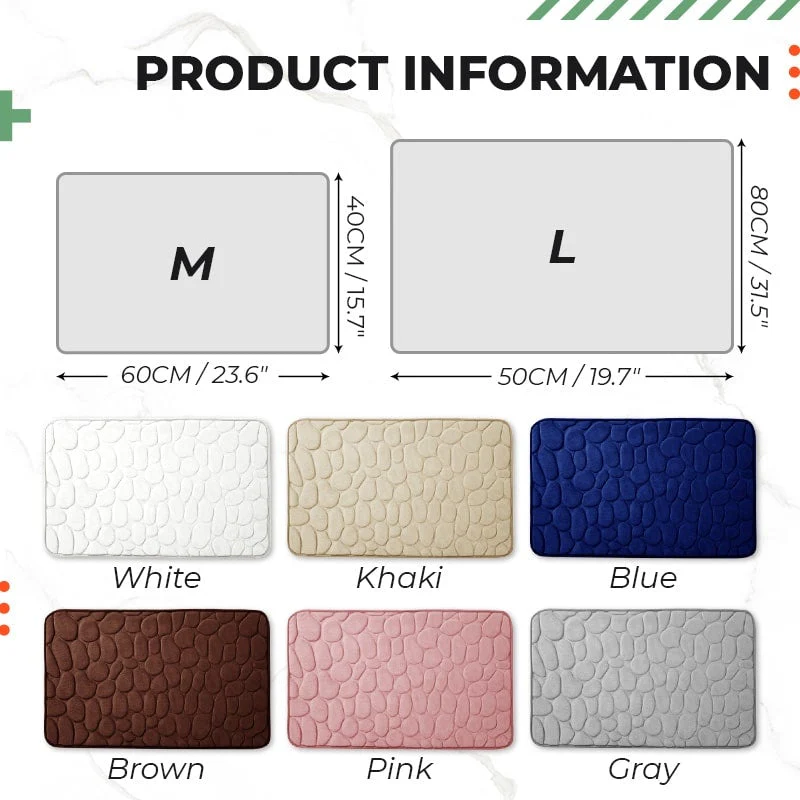 Memory Foam Embossed Soft Stone Bathroom Non-slip Carpet - Image 8