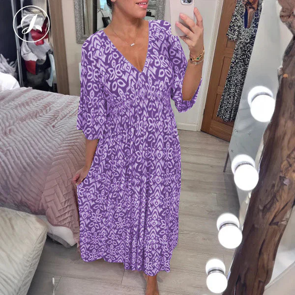 🌺2025 Summer Sale UP TO 65% OFF🥰Bohemian casual print V-neck waist wrap long dress - Image 12