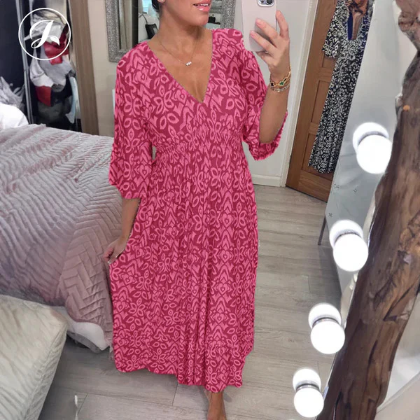 🌺2025 Summer Sale UP TO 65% OFF🥰Bohemian casual print V-neck waist wrap long dress - Image 13