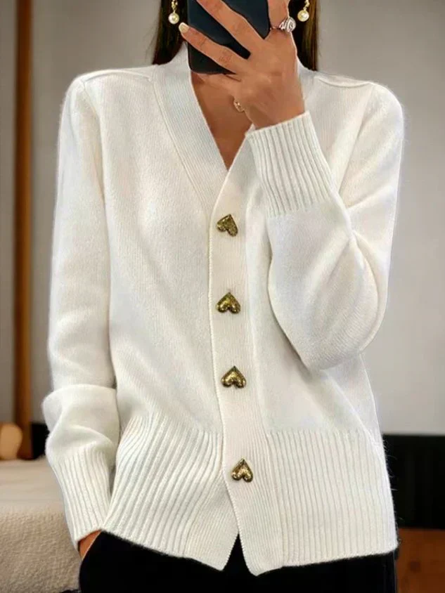 🌸Women's Casual Autumn Plain Yarn Buttoned Cardigan