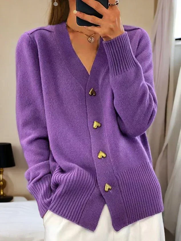 🌸Women's Casual Autumn Plain Yarn Buttoned Cardigan - Image 5