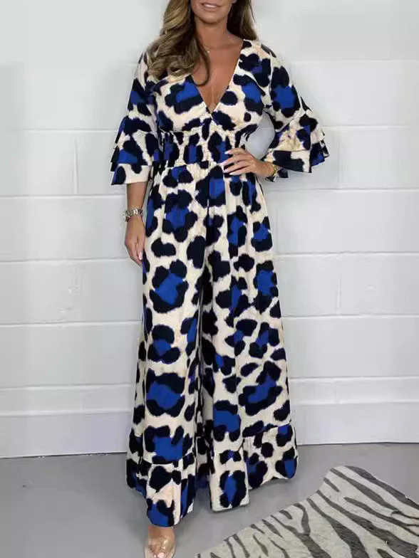 🔥Hot Sale 50% Off🍃Leopard print V-neck jumpsuit - Image 7