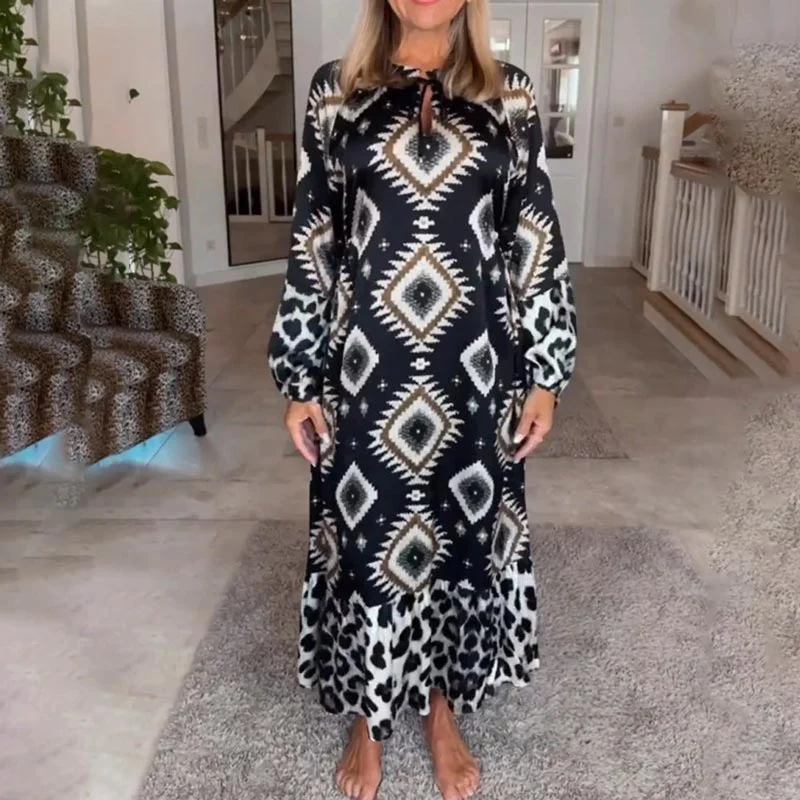 🍂Fall Specials🍂Women’s Bohemian Casual Printed Long-sleeve Dress - Image 10