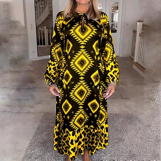 🍂Fall Specials🍂Women’s Bohemian Casual Printed Long-sleeve Dress - Image 3