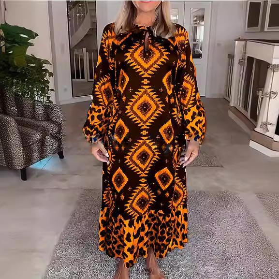 🍂Fall Specials🍂Women’s Bohemian Casual Printed Long-sleeve Dress - Image 4
