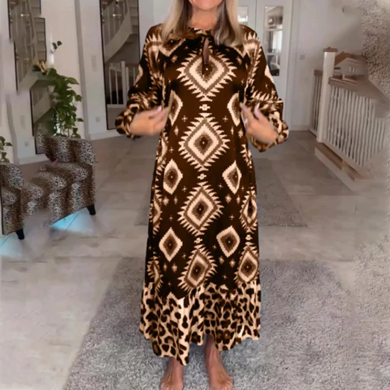 🍂Fall Specials🍂Women’s Bohemian Casual Printed Long-sleeve Dress - Image 5