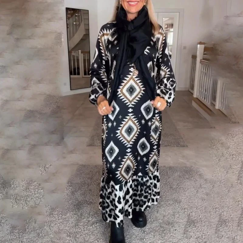 🍂Fall Specials🍂Women’s Bohemian Casual Printed Long-sleeve Dress - Image 8