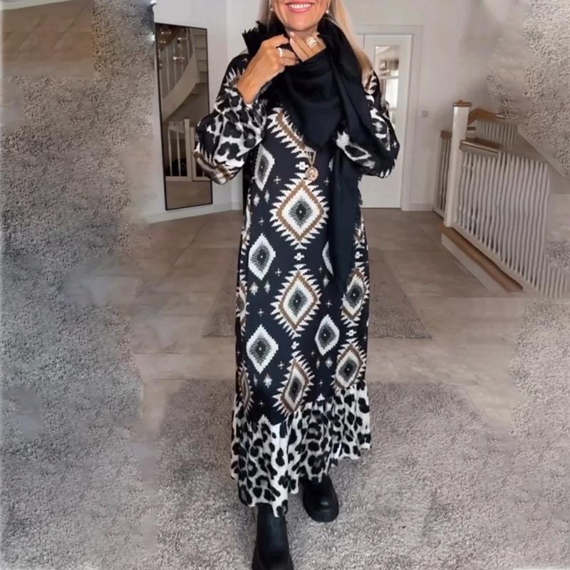 🍂Fall Specials🍂Women’s Bohemian Casual Printed Long-sleeve Dress - Image 9
