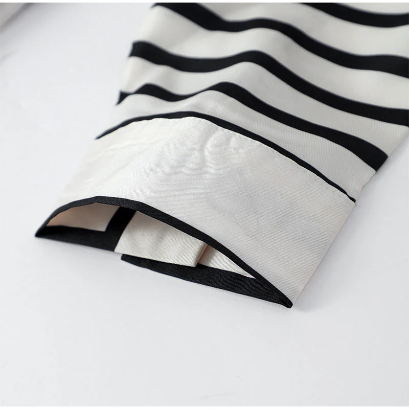 💕 Classy & Comfortable🌸Casual Striped Round Neck Button Front Blouse - Image 6