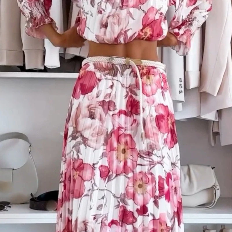 🌸Summer dress 50% OFF👗Floral Print Off-Shoulder Top & Maxi Skirt Two-Piece Set💕 - Image 10