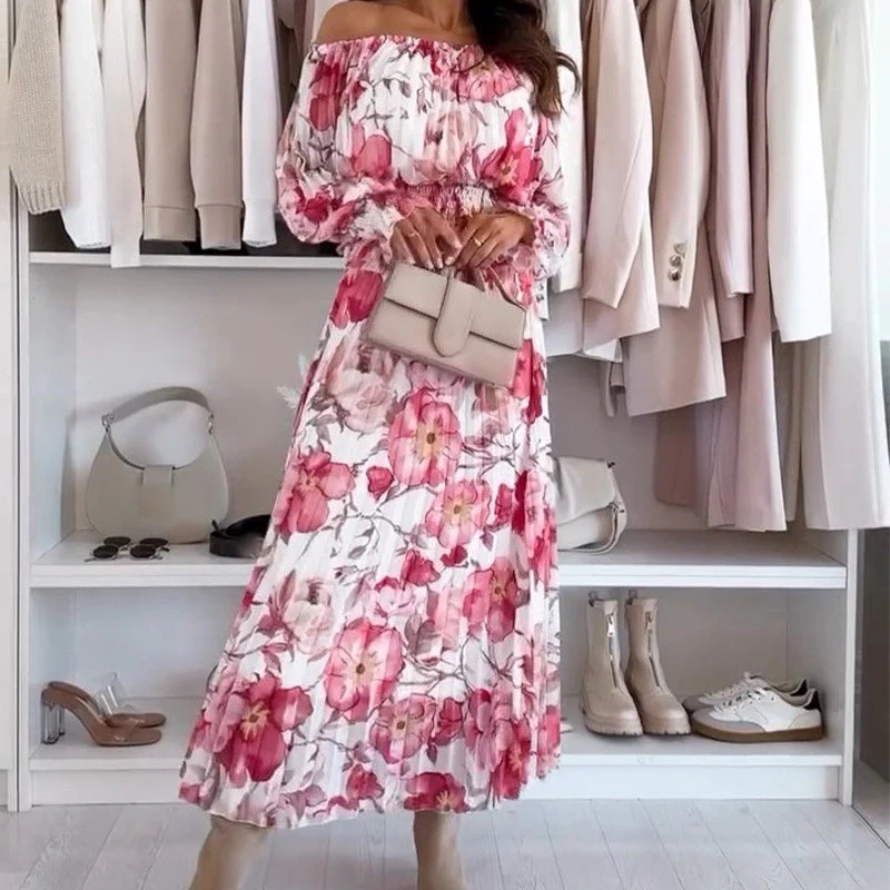 🌸Summer dress 50% OFF👗Floral Print Off-Shoulder Top & Maxi Skirt Two-Piece Set💕 - Image 6