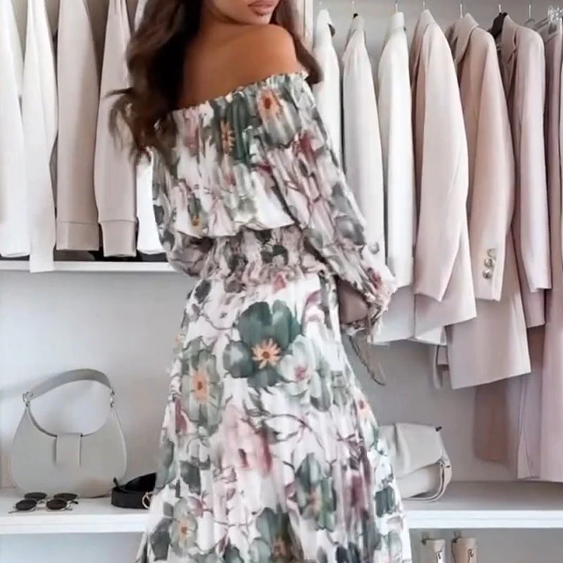 🌸Summer dress 50% OFF👗Floral Print Off-Shoulder Top & Maxi Skirt Two-Piece Set💕 - Image 8