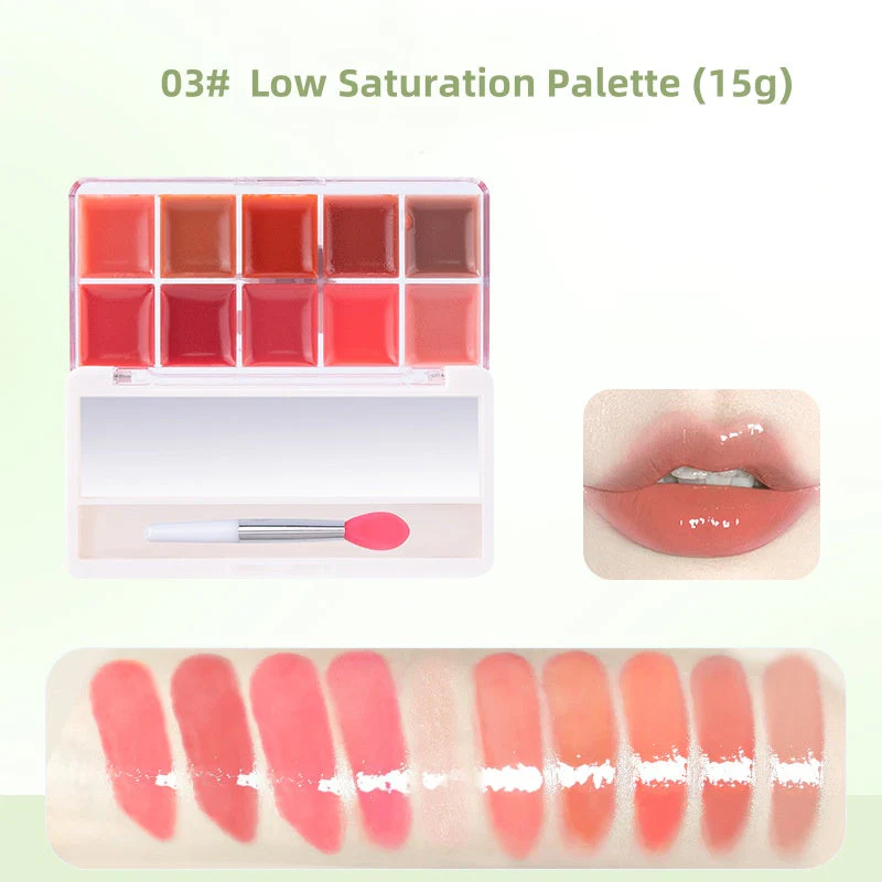 10 Color Long Lasting Glossy Lip Gloss Palette - Image 11