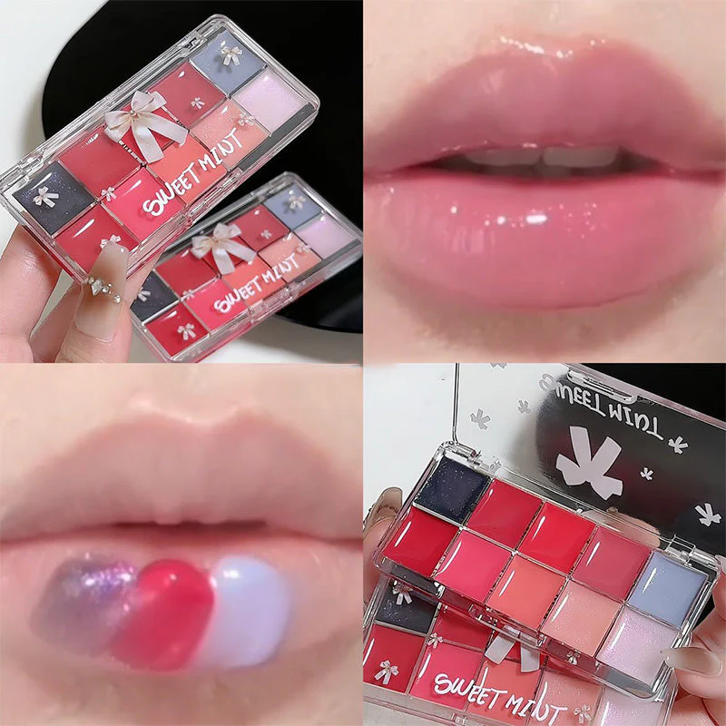 10 Color Long Lasting Glossy Lip Gloss Palette - Image 3