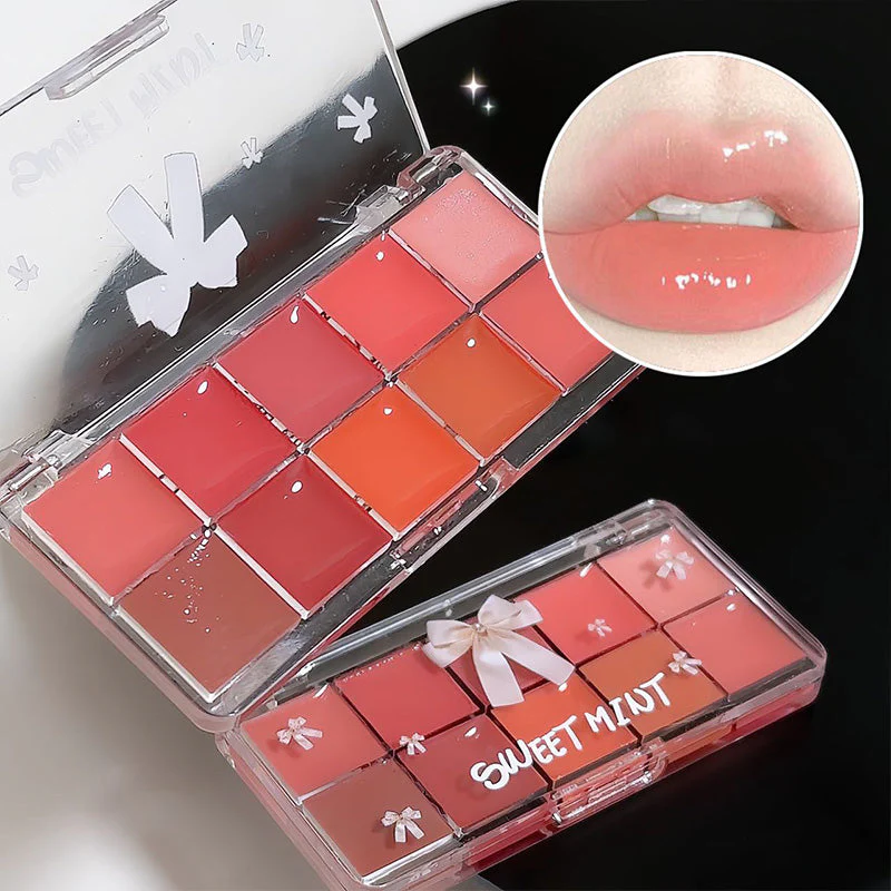 10 Color Long Lasting Glossy Lip Gloss Palette - Image 4