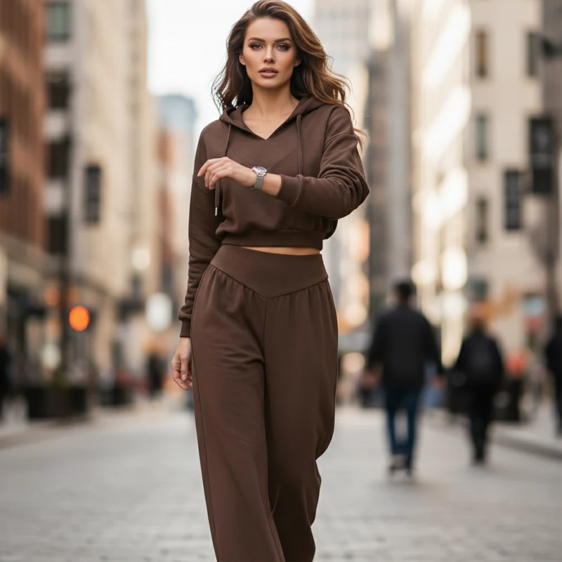 👖🌞Women’s Crop Hoodie & Wide-Leg Pants | Effortless Street Style🎐 - Image 6