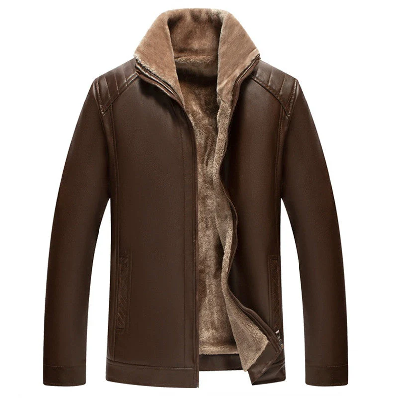 Men‘s Quilted Faux Leather Jacket - Image 9