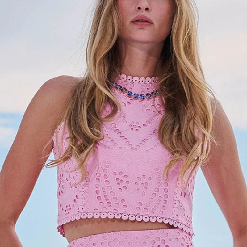 Cutout Sleeveless Top & Flowy Skirt 2-Piece Set - Image 8