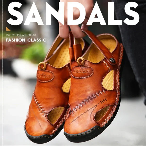 Large Size Soft Leather Men's Breathable Outdoor Sandals - Image 11