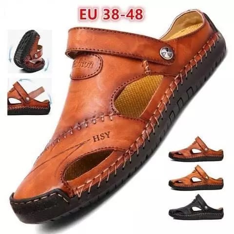 Large Size Soft Leather Men's Breathable Outdoor Sandals - Image 2