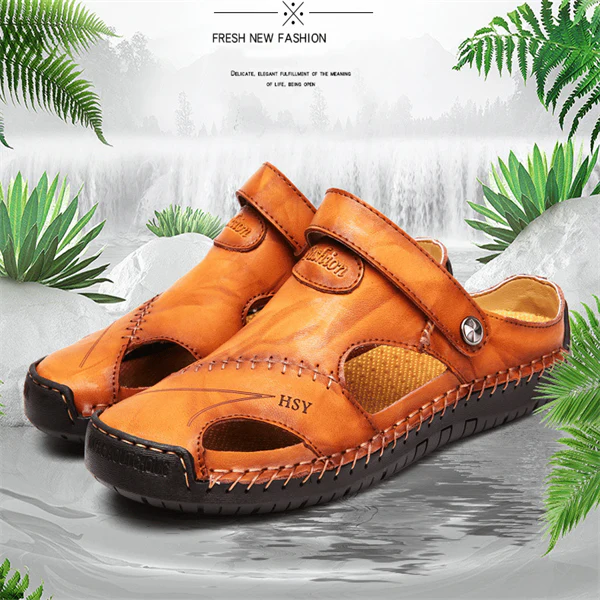 Large Size Soft Leather Men's Breathable Outdoor Sandals - Image 3