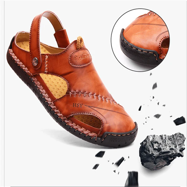 Large Size Soft Leather Men's Breathable Outdoor Sandals - Image 5