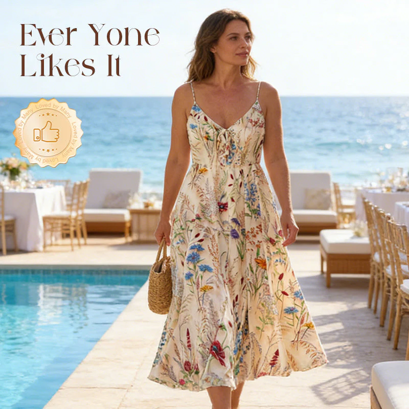 👗New arrival 40% OFF!🥰Plus Size Floral Print Spaghetti Strap Midi Dress - Image 6