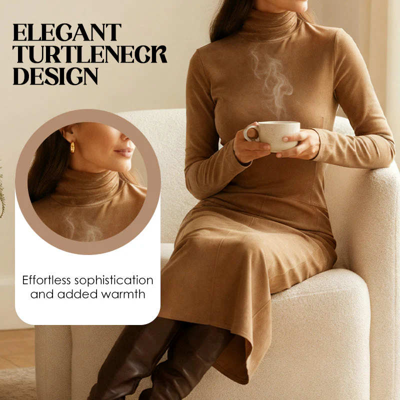 🎁Meet Christmas 40% OFF🎄|Elegant Turtleneck Long-Sleeve Bodycon Dress - Image 2