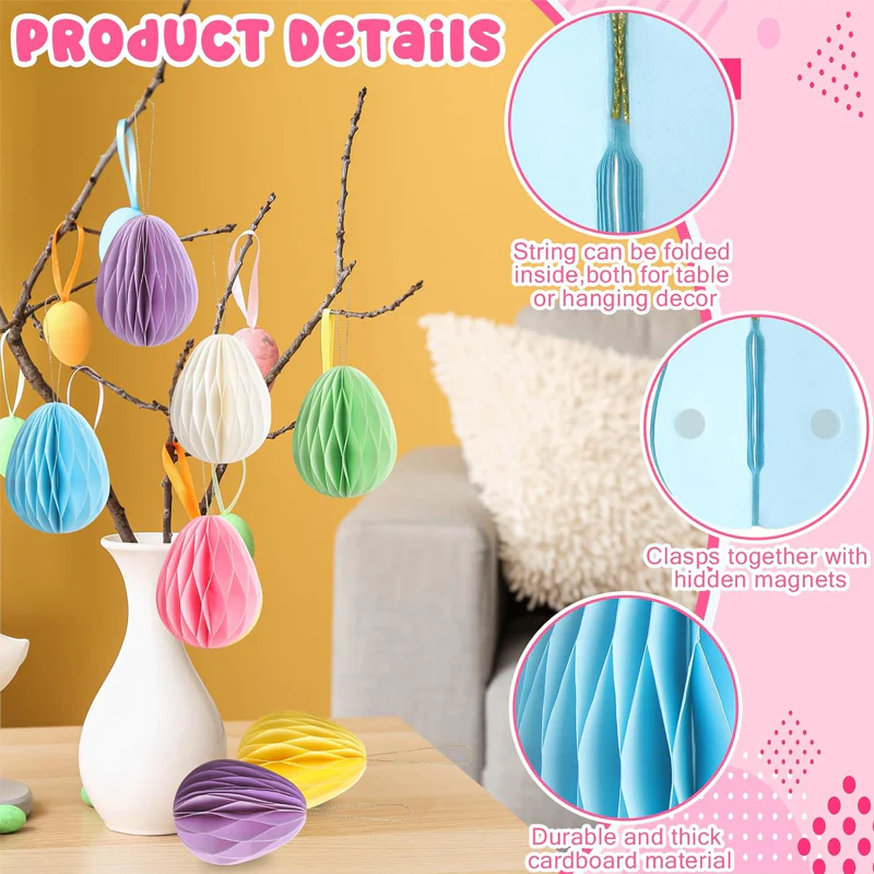 Easter Honeycomb Egg Hanging Decorations - Image 7