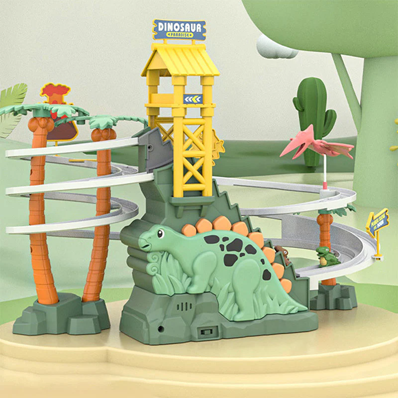 ⏰Halloween Early Bird Sale🥳Electric Dual Track Dinosaur Slide - Interactive Fun with Track Changes and Lights