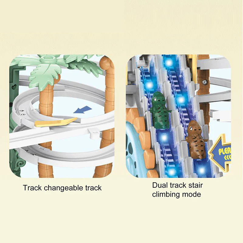 ⏰Halloween Early Bird Sale🥳Electric Dual Track Dinosaur Slide - Interactive Fun with Track Changes and Lights - Image 3