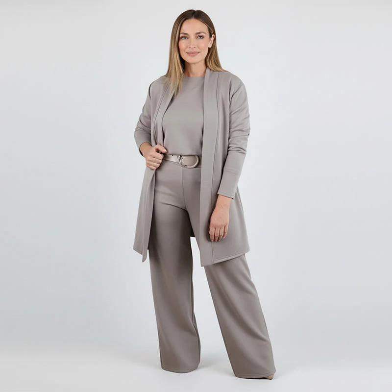 👗 Elegant Longline Cardigan 3-Piece Set – Soft Fabric, Chic Top & Pants for Office Commute & Daily Outings ✨ - Image 2