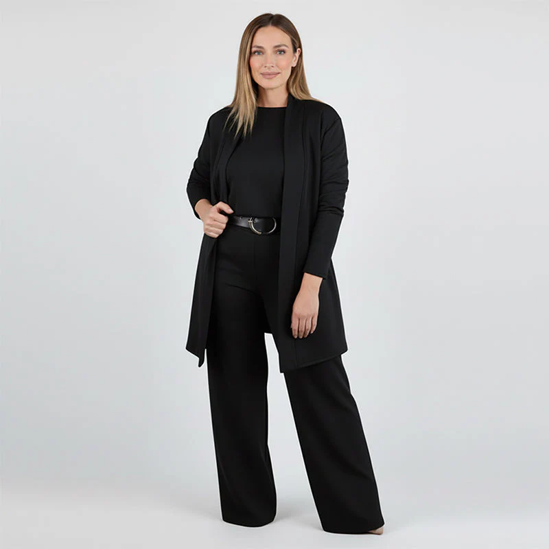 👗 Elegant Longline Cardigan 3-Piece Set – Soft Fabric, Chic Top & Pants for Office Commute & Daily Outings ✨ - Image 3