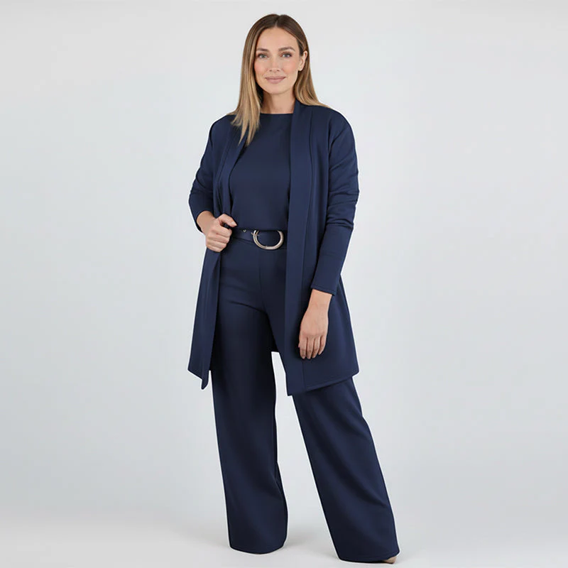 👗 Elegant Longline Cardigan 3-Piece Set – Soft Fabric, Chic Top & Pants for Office Commute & Daily Outings ✨ - Image 4