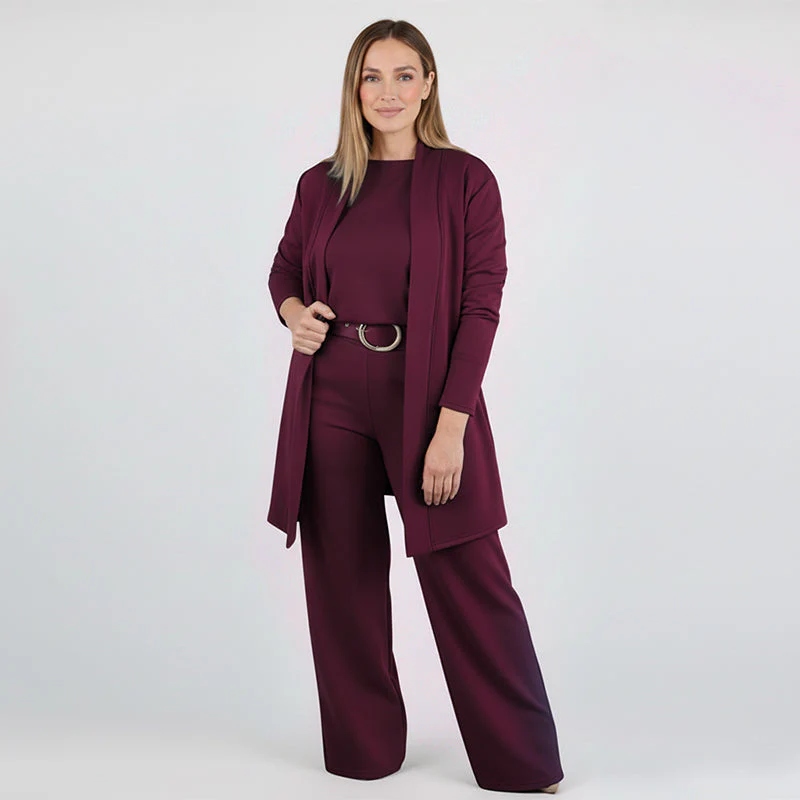 👗 Elegant Longline Cardigan 3-Piece Set – Soft Fabric, Chic Top & Pants for Office Commute & Daily Outings ✨ - Image 5