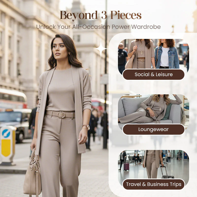 👗 Elegant Longline Cardigan 3-Piece Set – Soft Fabric, Chic Top & Pants for Office Commute & Daily Outings ✨ - Image 8
