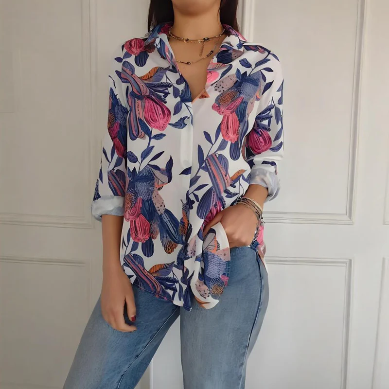 Elegant Plants Print Button-up Shirt - Image 4