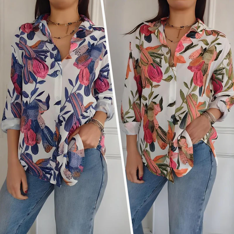 Elegant Plants Print Button-up Shirt - Image 5