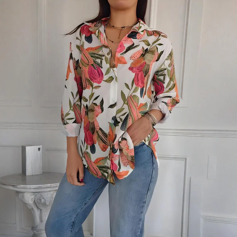 Elegant Plants Print Button-up Shirt - Image 6
