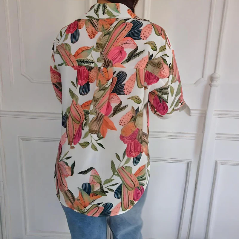 Elegant Plants Print Button-up Shirt - Image 7