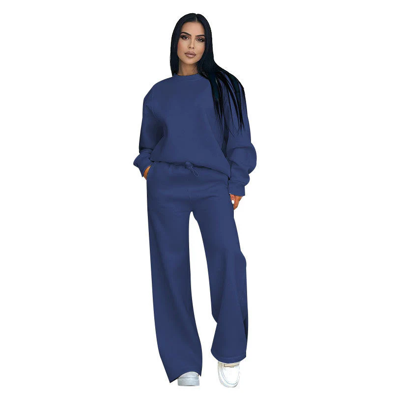 🌸Spring Specials🌸 Fashion Solid Color Loose Round Neck Long Sleeve Top & Pants (2-Piece Set) - Image 10
