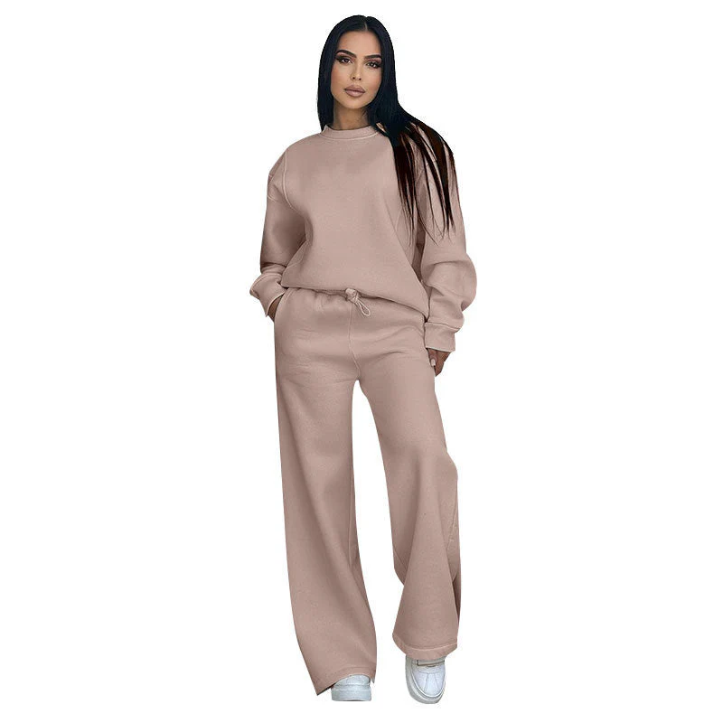 🌸Spring Specials🌸 Fashion Solid Color Loose Round Neck Long Sleeve Top & Pants (2-Piece Set) - Image 11