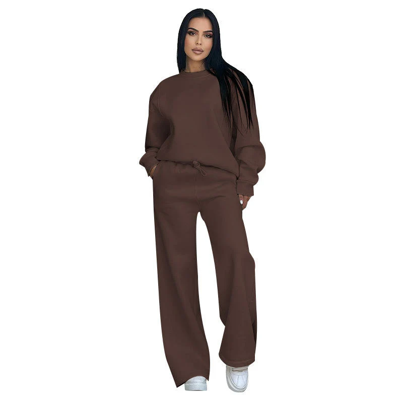 🌸Spring Specials🌸 Fashion Solid Color Loose Round Neck Long Sleeve Top & Pants (2-Piece Set) - Image 12