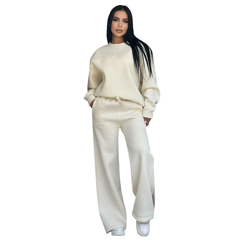 🌸Spring Specials🌸 Fashion Solid Color Loose Round Neck Long Sleeve Top & Pants (2-Piece Set) - Image 13